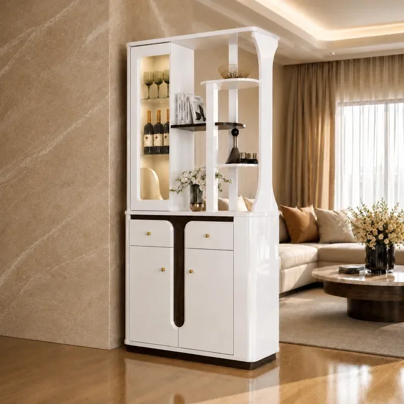 Modern Light Luxury Double Sided Wine Cabinet Living Room Entrance Partition Screen Decoration Integrated Shoe Storage