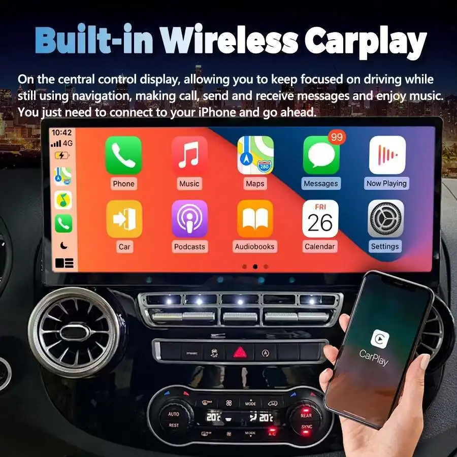 17 pulgadas Android 14 Carplay Auto radio para Mercedes Benz Vito 116 W447 2016 2018 estéreo GPS reproductor de vídeo Multimedia navegación DSP