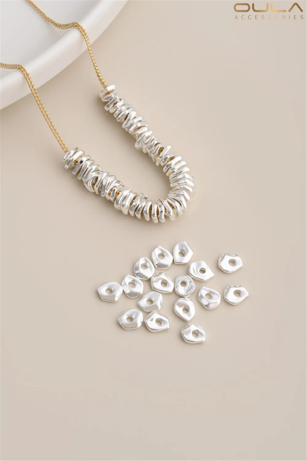 

14K Genuine Gold, Irregular Small Broken Gold Spacers, Broken Gold and Silver Spacers, Gaskets, Diy Beaded Jewelry Accessories