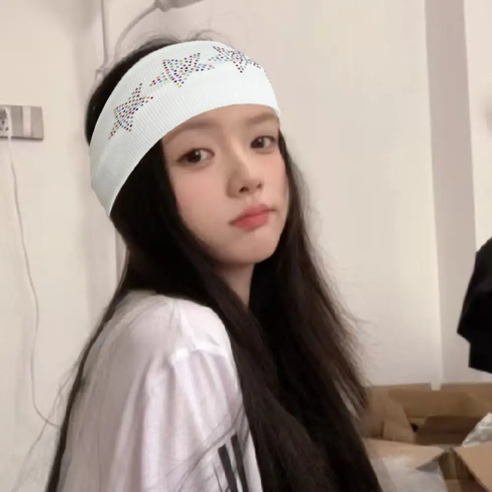 

Повседневная однотонная повязка на голову со стразами и звездами, мягкая впитывающая пот эластичная повязка на голову, головные уборы для мытья лица, спортивная повязка для волос для йоги