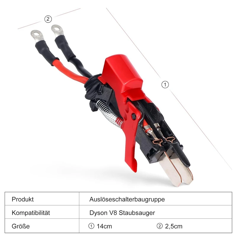 Conjunto de interruptor de JDZD-V8 para Dyson V8 SV10, accesorios para aspiradoras, piezas de repuesto de gatillo de energía, botón de interruptor rojo