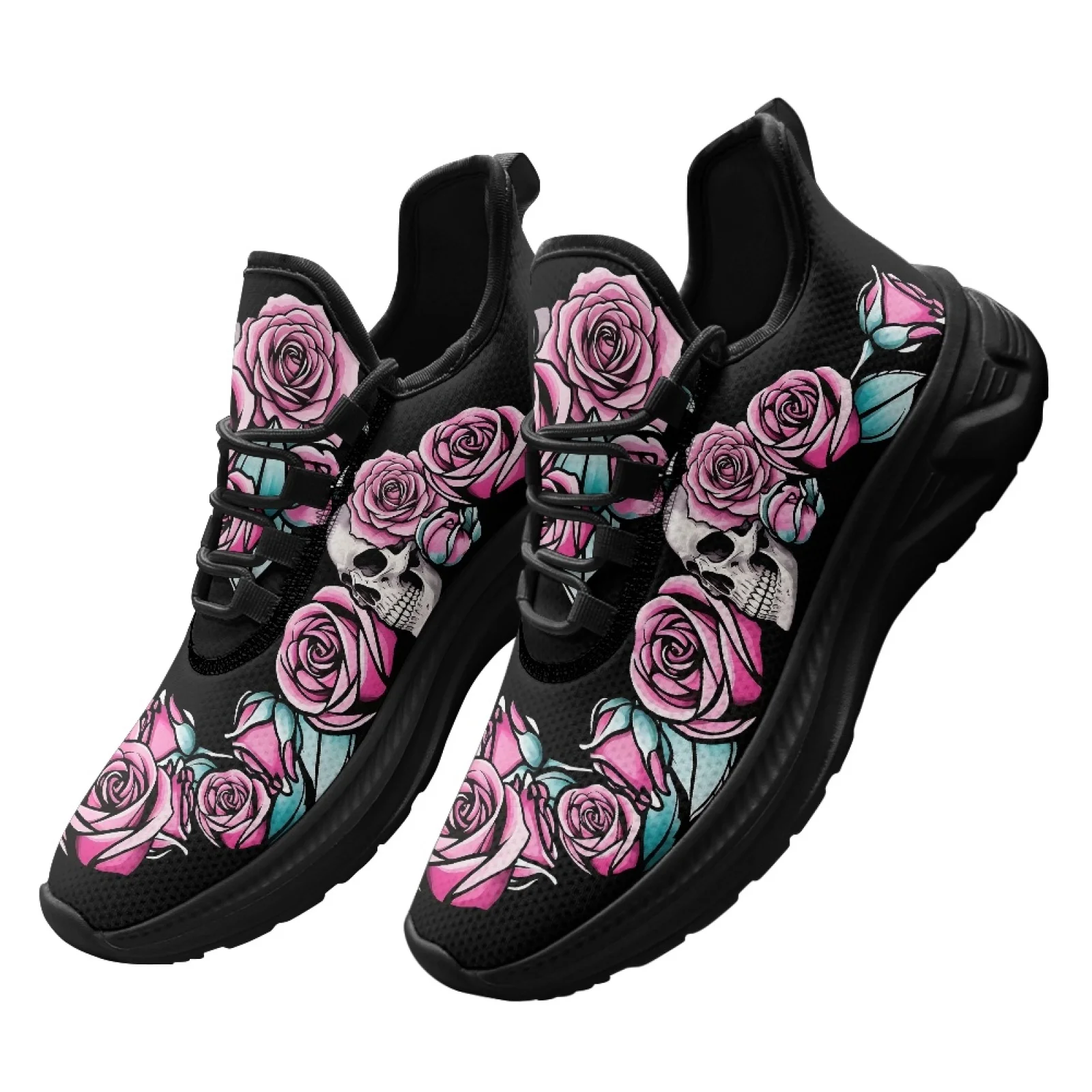 PENSTROLL Skull Pink Rose Breathable Summer Athletic Shoes Men's Sports Shoes for Mens Workout Walking