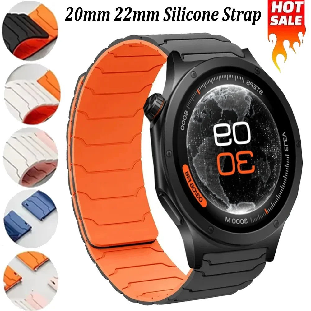 20mm 22mm Silikonarmband für OPPO Watch S X3 X2 X Magnetisches Wasserdichtes Armband für Amazfit Active Max/Bip 6 5 Max Ersatzband