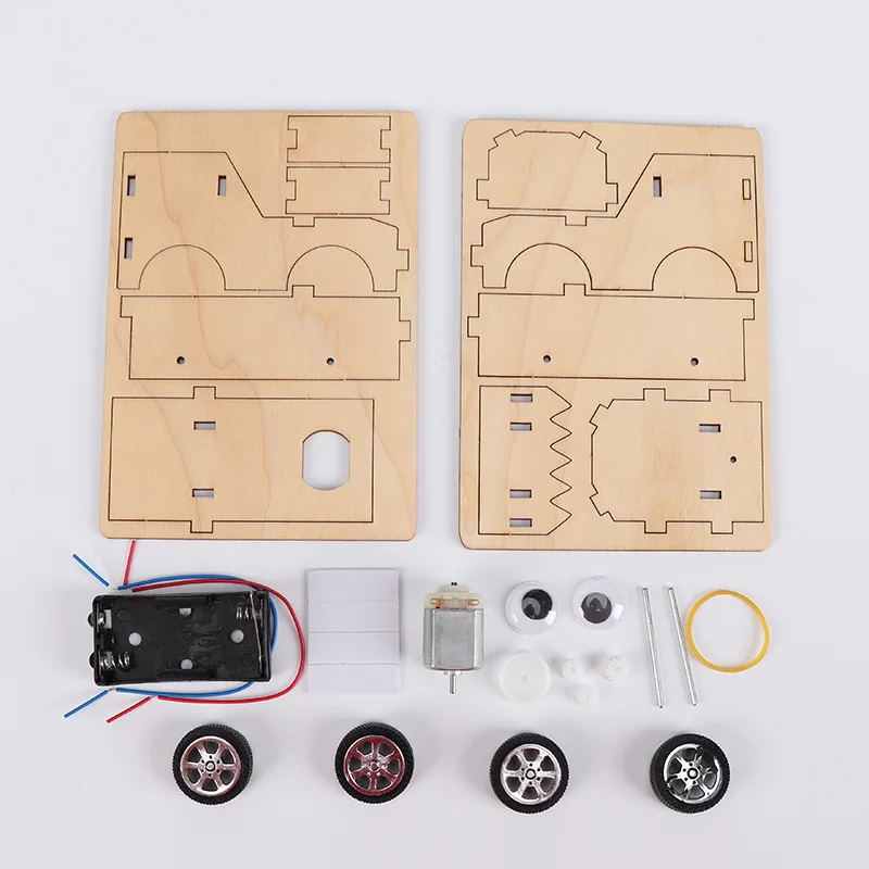 Kit DIY de juguetes, tren de madera, experimento científico educativo eléctrico, tecnología para niños, proyecto de construcción electrónica para niños G74