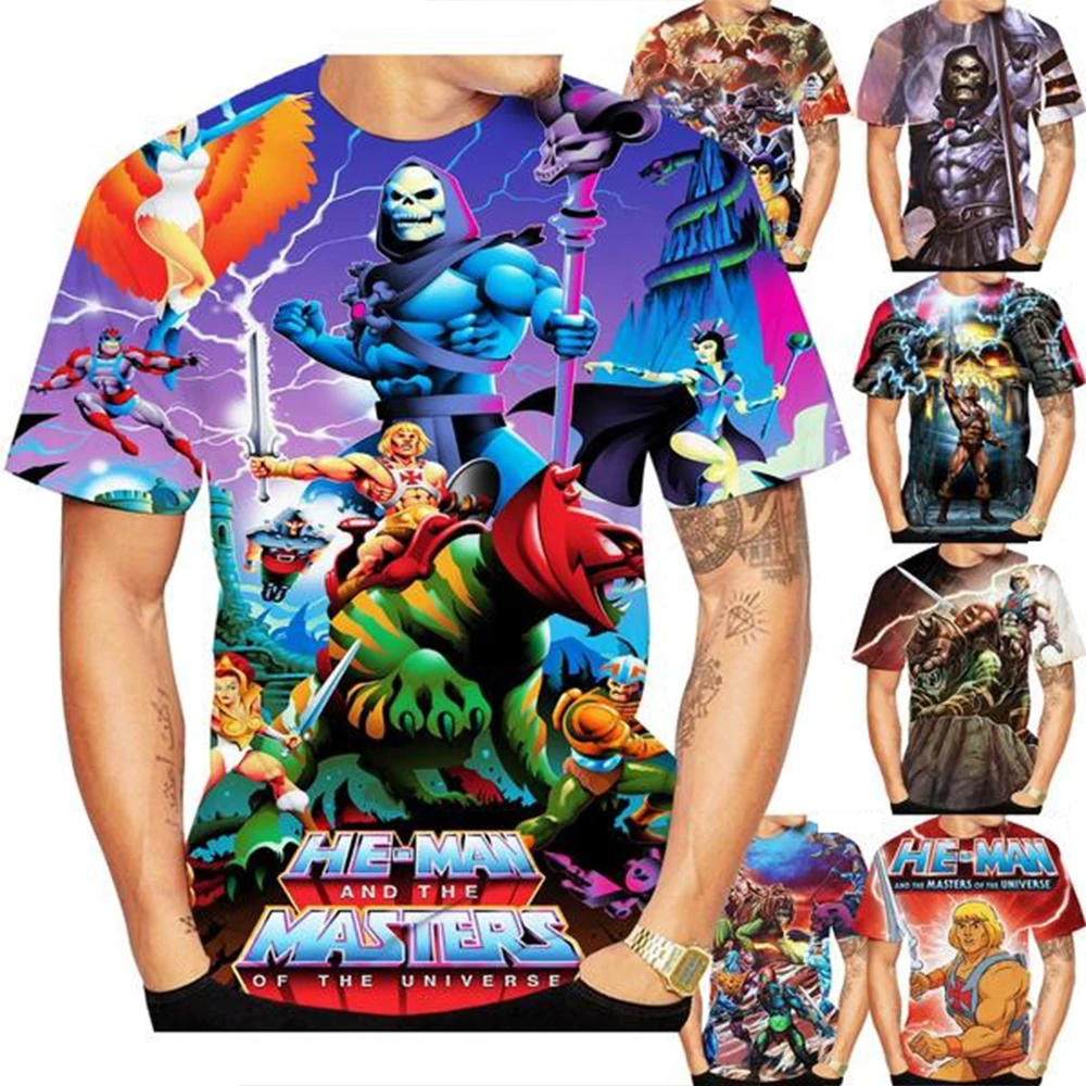 New fashion cartoon anime He-Man Masters Of The Universe 3D print mens T-shirt personality hip-hop T-shirt Harajuku style shirt