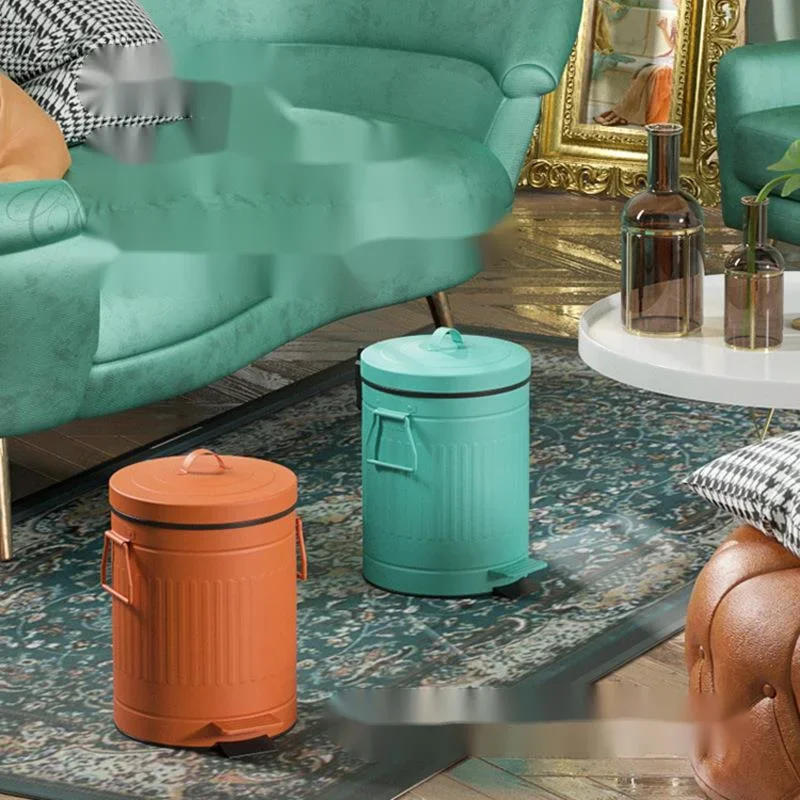 Nordic Retro FootOperated Trash Can Stainless Steel with Lid Storage Bin for Bathroom Kitchen Decor Practical Elegant Solution