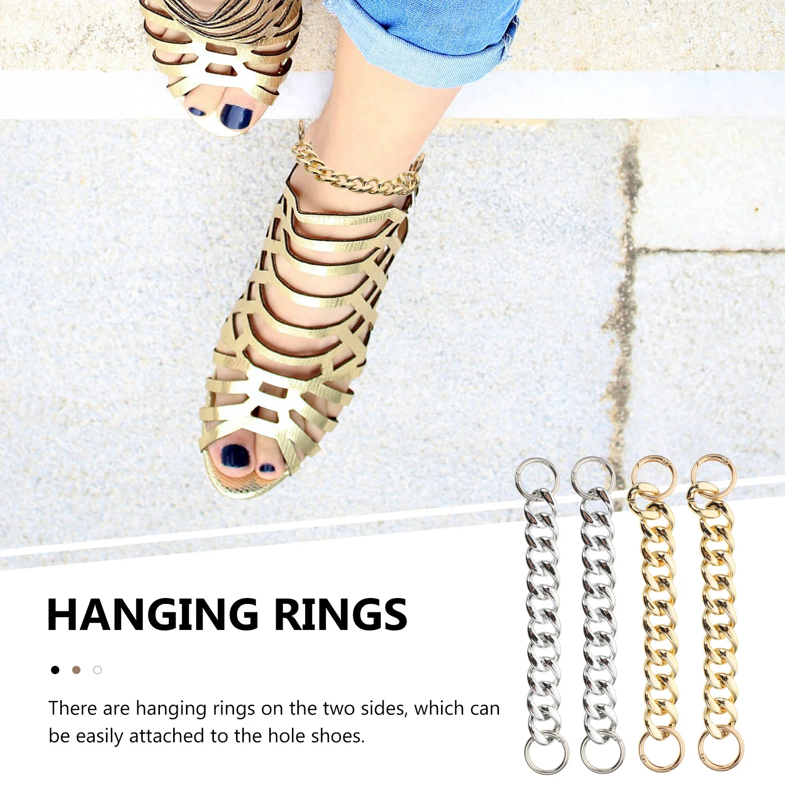 

4pcs Shoe Chains For Diy Decorative Charms Chain Accessories Slippers Daily Party Wear Durable Footwear Decoration