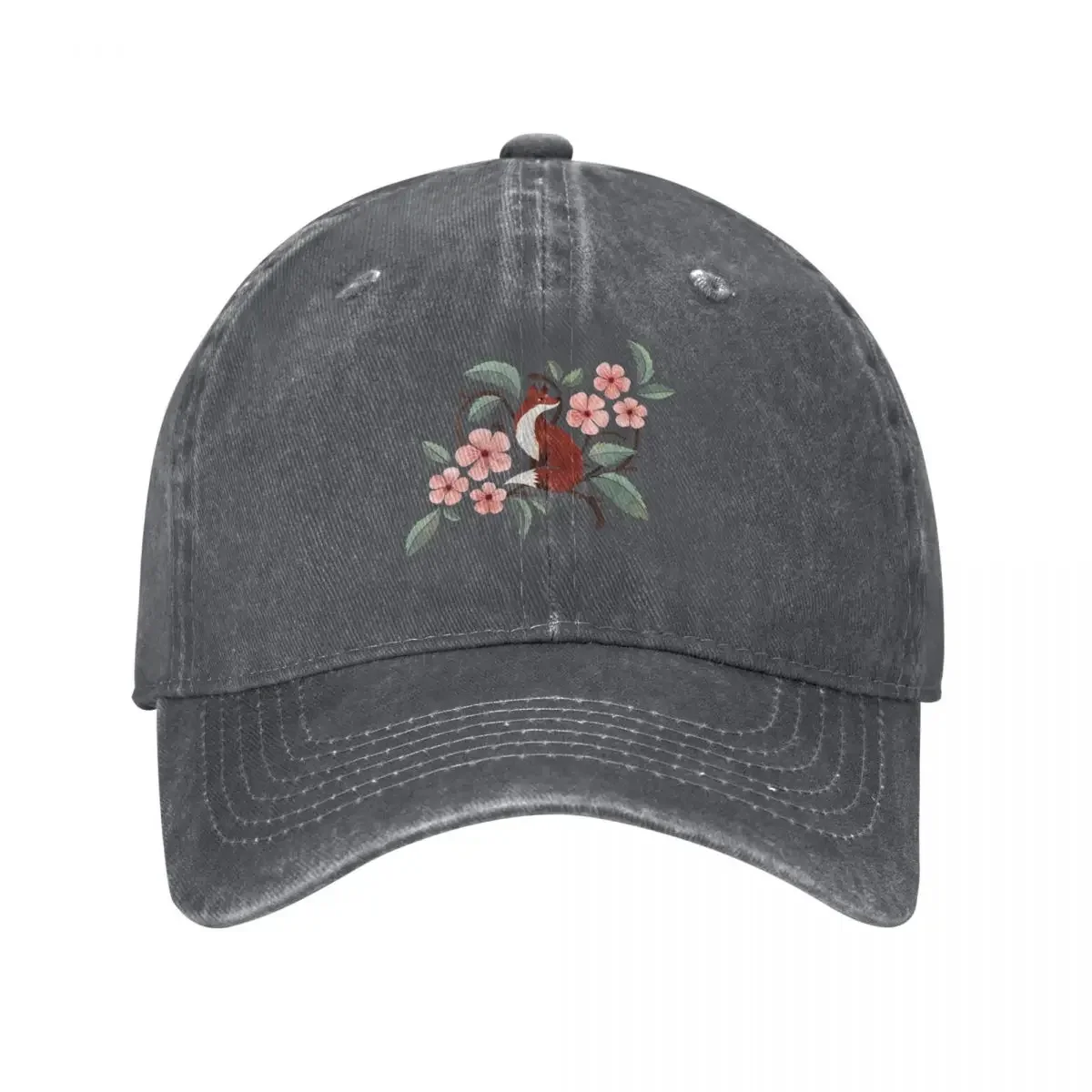 Fox in Cherry Blossoms Baseball Cap Horse Hat Rugby Anime Luxury Brand Caps Male Women's