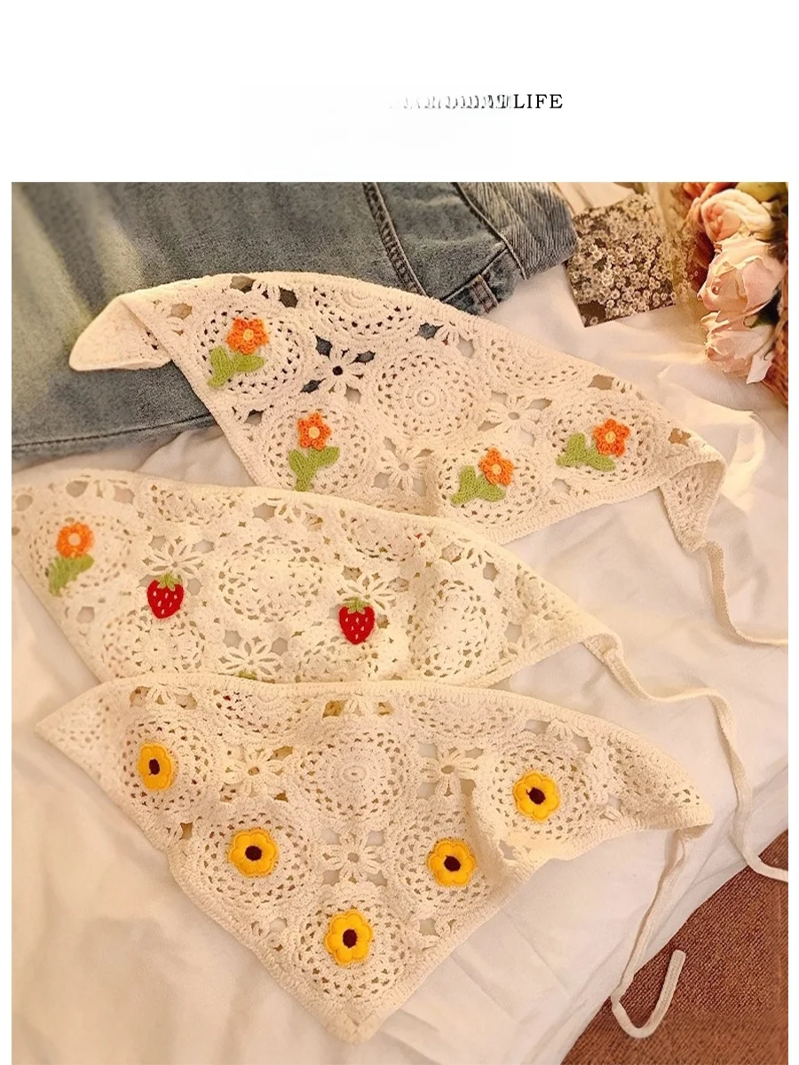 

Tlife Percy Knitted Headscarf n Sle Triangular Beach Cute Country Sle Headwear Youth Women's Faion Accory