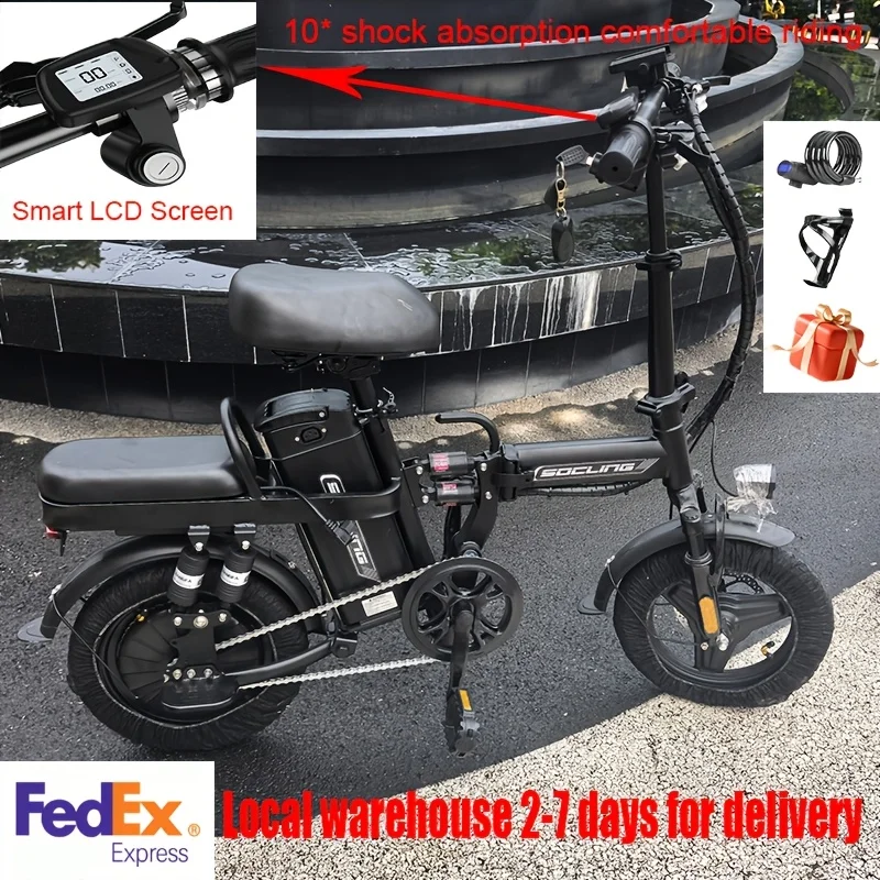 Foldable Electric Bike For Adults And Teens, 500W Peak Motor Ebike, 48V Removable Battery, Folding E-Bike, US Local Warehouses Deliver Goods Nearby, Mini Electric Bicycle For Daily Commuting, Including Chargers And Batteries. image 2