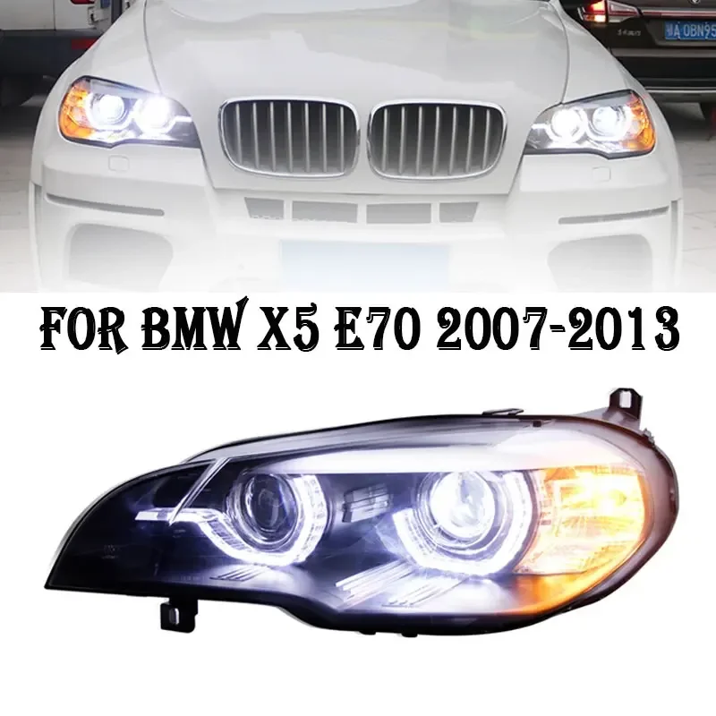 LED Headlights For BMW X5 E70 2007-2013 LED Angel Eye DRL Bifocal Lens Modification Assembly Front Lamp Car Accessories