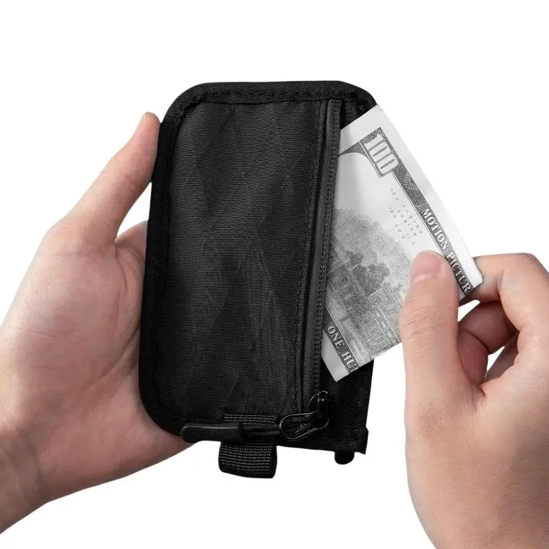 RFID-blockierende Tasche, minimalistisches verstecktes Reiseportemonnaie für Karten und Bargeld, schlankes, taschendiebstahlsicheres Design – Detail 5