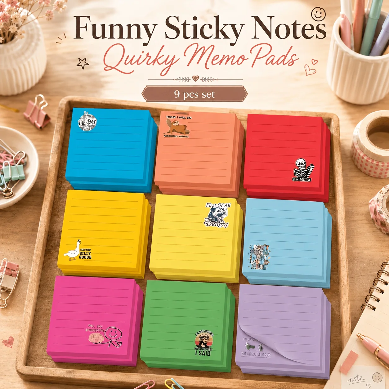 9 Pcs Fun Sticky Notes Work Humorous And Satirical Sticky Note Pad Gift For The Workplace Colleagues Teachers Office Supplies