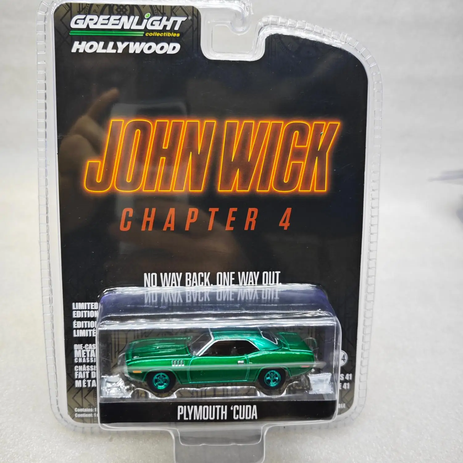 Green Light 1:64 John Wick: Chapter 4-1971 Plymouth Cuda Green Machine Green Wheel Car Model Collection Gift For Toys - view 2