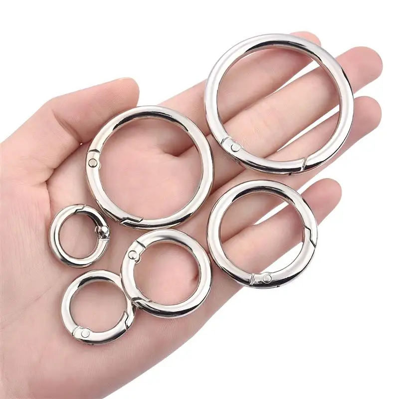 5pcs Metal O Ring Spring Clasps For DIY Jewelry Openable Round Carabiner Keychain Bag Clips Hook Dog Chain Buckles Connector