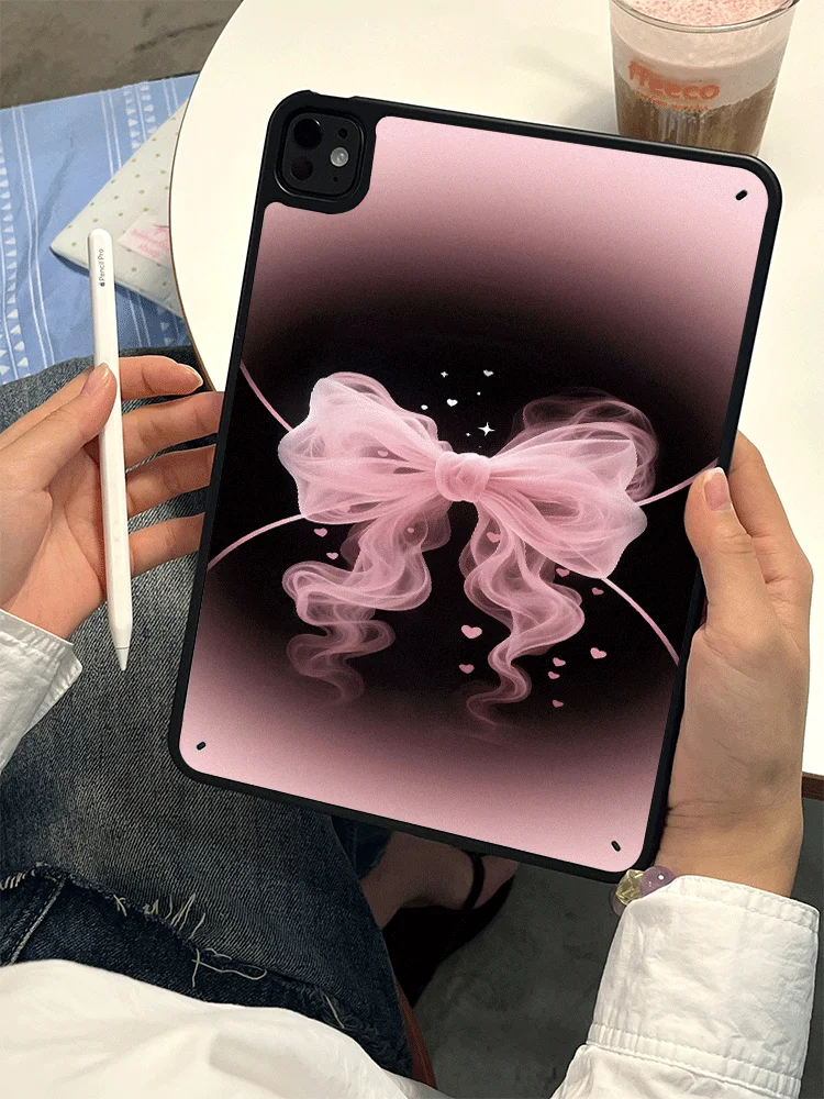 Y2K Pink Bow Heart Gradient Tablet Case Cute For iPad Air 6/7/8 11