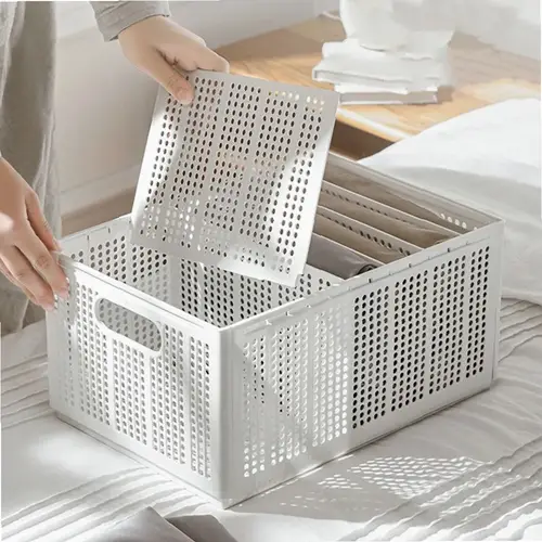 Foldable Clothes Storage Box for Wardrobe Closet, Underwear Organizer Drawer Dividers, Space-Saving Jeans Container - Image 2