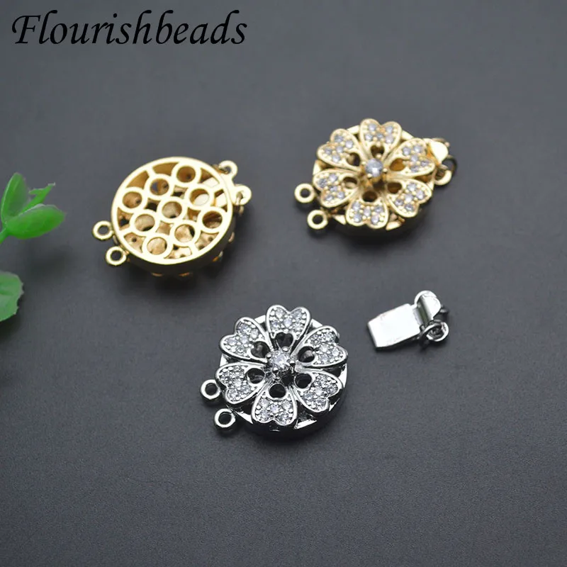 Accesorios de joyería chapados en oro Real de 18k para mujer, broche conector en forma de flor, collar hecho a mano, accesorios de pulsera DIY