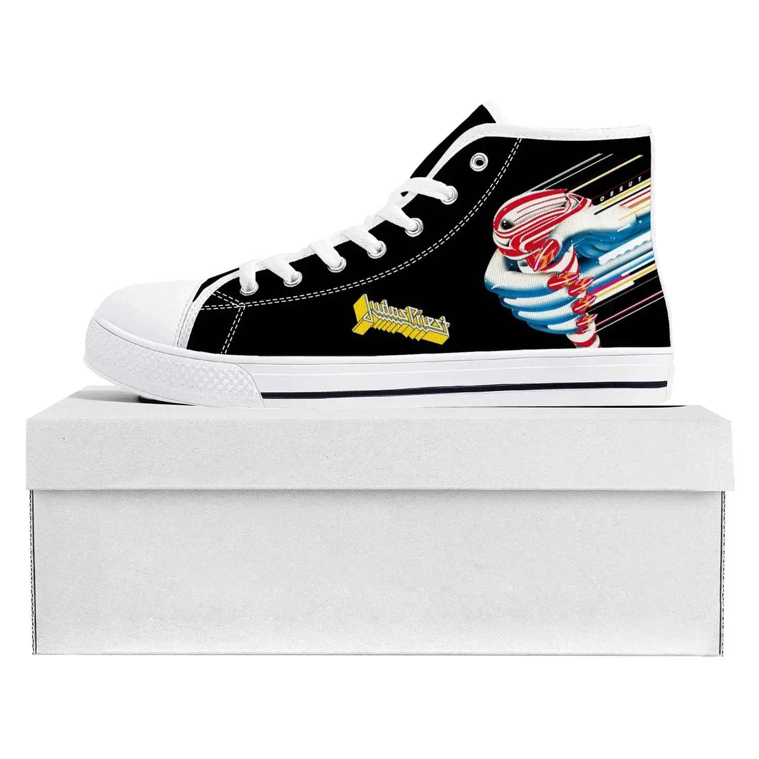 Judas Priest Heavy Metal Rock Band High Top High Quality Sneakers Mens Womens Teenager Canvas Sneaker Couple Shoe Custom Shoe