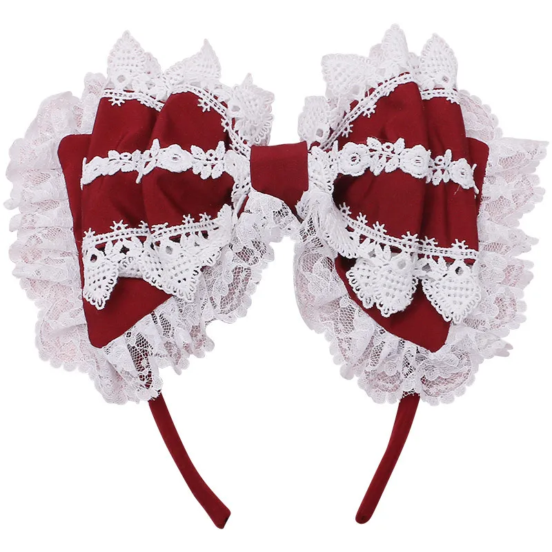 

Handmade Cute Japanese Sle Lolita Hair Clip Soft Girl Headwear Lace Knot Hairband Fabric Art Accories
