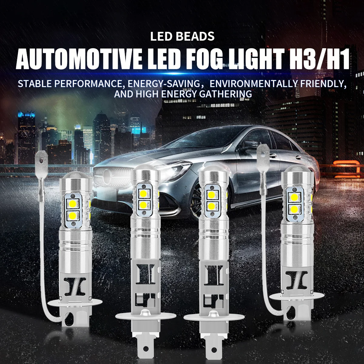 

2PCS H1 H3 LED Headlight Bulb 12V 6000K 8000K 3030 Chip Automobile Super Bright Fog Light Driving DRL Auto Lamp