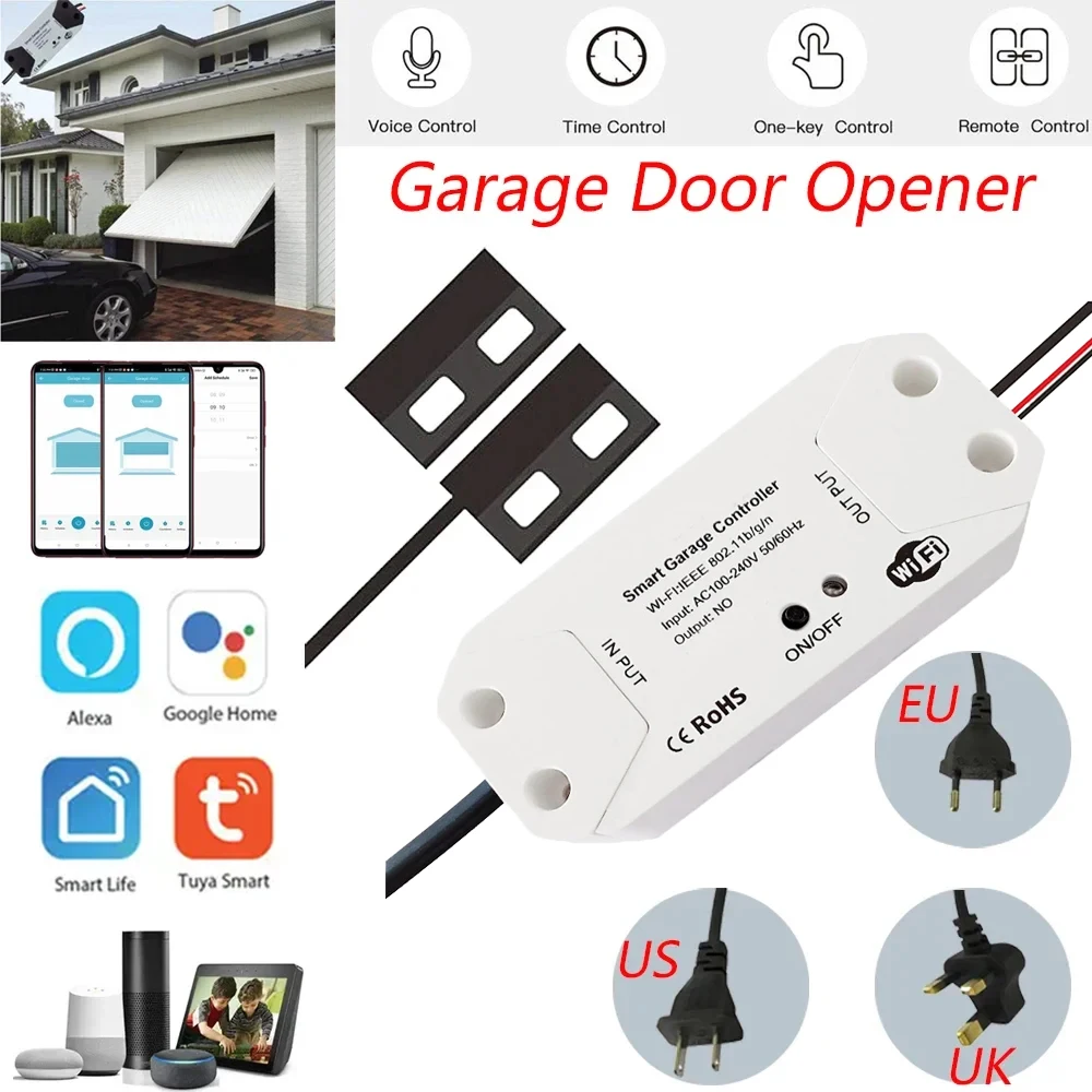 Contrôleur d\'ouverture de porte de garage intelligent d\'origine Tuya, interrupteur intelligent à commande vocale, Alexa Echo, Google Home, Smart