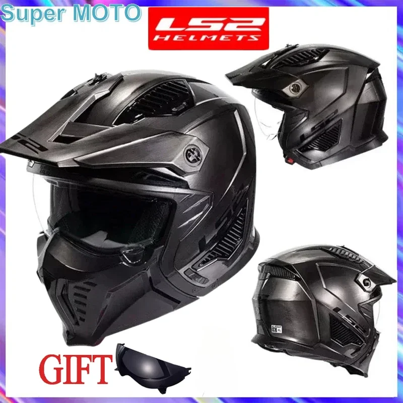 Original LS2 OF606 Motorcycle Helmet MultiPurpose Off-Road Racing Summer Anti-Glare Motocross Helmet Summer High Quality Cape