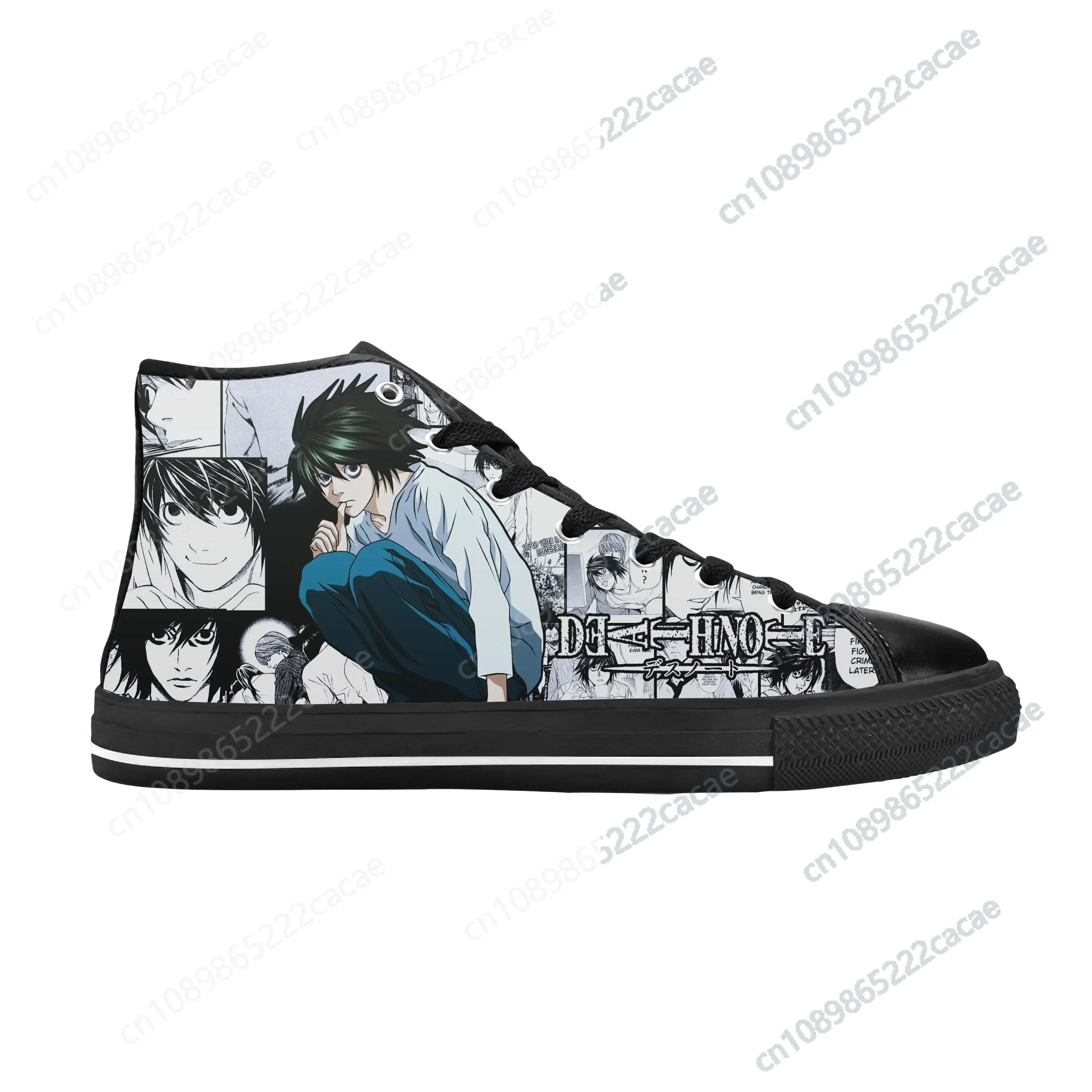 Japanese Anime Cartoon Manga Death Note L Lawliet Casual Cloth Shoes High Top Comfortable Breathable 3D Print Men Women Sneakers