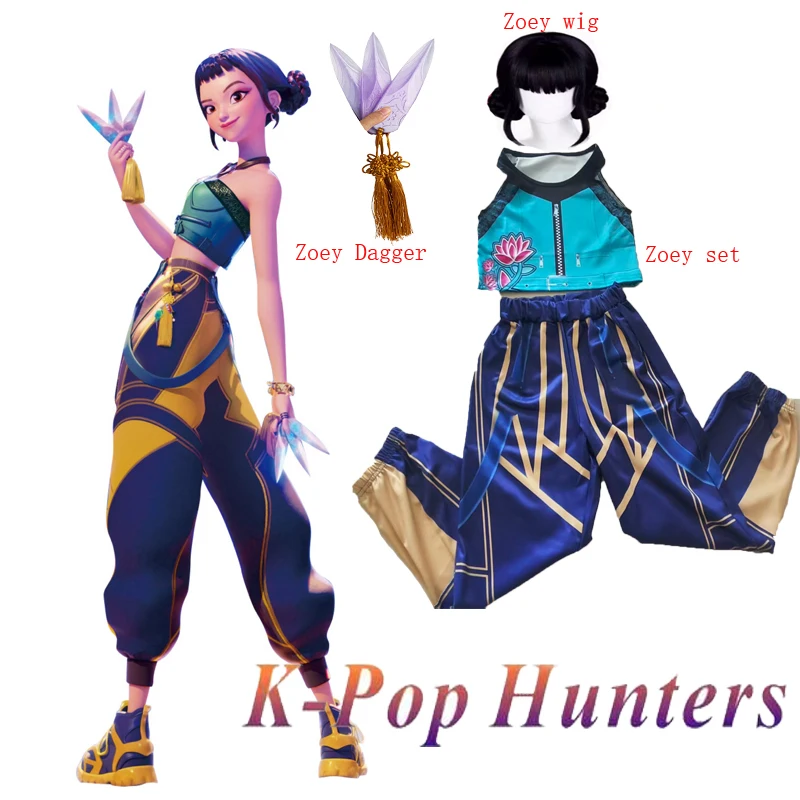 Anime KPop Demone Cos Hunters Superstar rumi Costume Cosplay Zoey Parrucca Zoey Daggers Set Ragazza Gruppo Vestito Halloween Party Gioco di ruolo