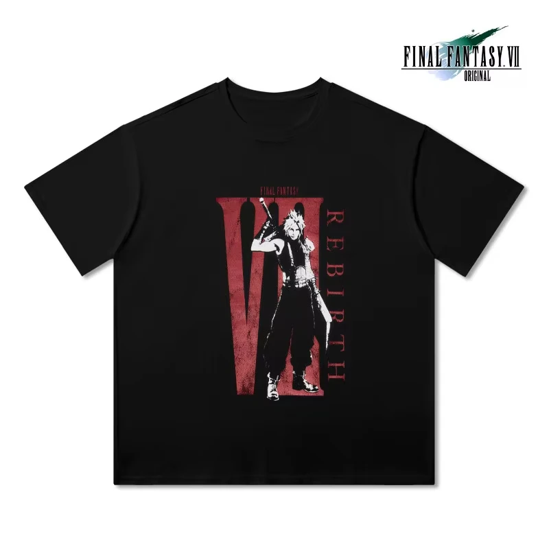 Final Fantasy 7 Rebirth Cloud Strife Retro Character Graphic T-shirt Cotton Short Sleeve Casual Tops For Men Women FF Gamer Tees