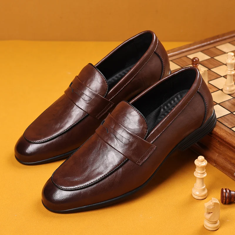Men Loafers PU Solid Color Low Heel Professional Classic Business Men Shoes Size 38-47