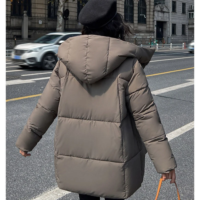 Abrigos de plumón de algodón Vintage para mujer, Parkas gruesas y cálidas con capucha, chaqueta holgada que combina con todo, abrigo de nieve a