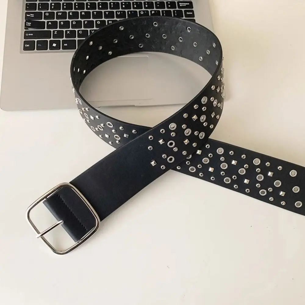 بسيطة برشام راعية البقر حزام الجلد المدبوغ Harajuku حزام واسع Y2K الجمالية بولي Leather حزام جلد الجينز