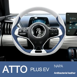 Hoge Hand Naaien Stiksels Auto Stuurhoes Voor BYD ATTO 3 Yuan Plus 2022 2023 2024 Nappa lederen Auto Interieur Wrap