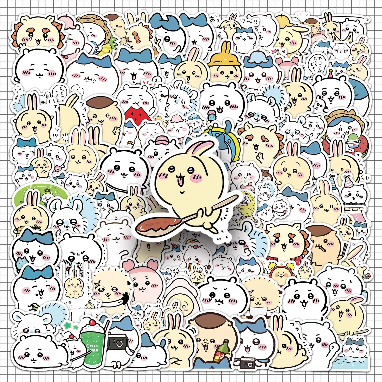 101PCS Chiikawa 스티커 사랑스러운 애니메이션 귀여운 애완 동물 프로필 그림 스티커 장난감 만화 방수 DIY 전화 케이스 워터 컵