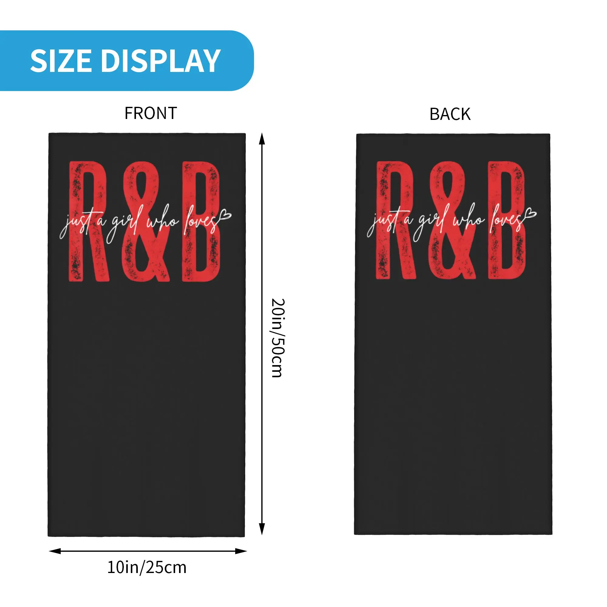 Just A Girl Who Loves R&B Heart Gifts Bandana Neck Cover Balaclavas Mask Scarf Print Music Headwear Cycling Unisex Adult Winter