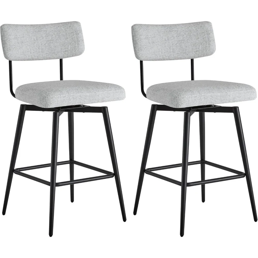 

Watson & Whitely Swivel Counter Height Bar Stool Chairs Set Of 2, 27.4" Fabric Upholstered Counter Stools With Back And Metal Fr