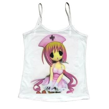 Y2K Crop Tops T-shirt Kurzarm Weste Tees Harajuku Streetwear Hosenträger Frauen Kleidung Ästhetische Brief grafiken hemd 2000er Jahre