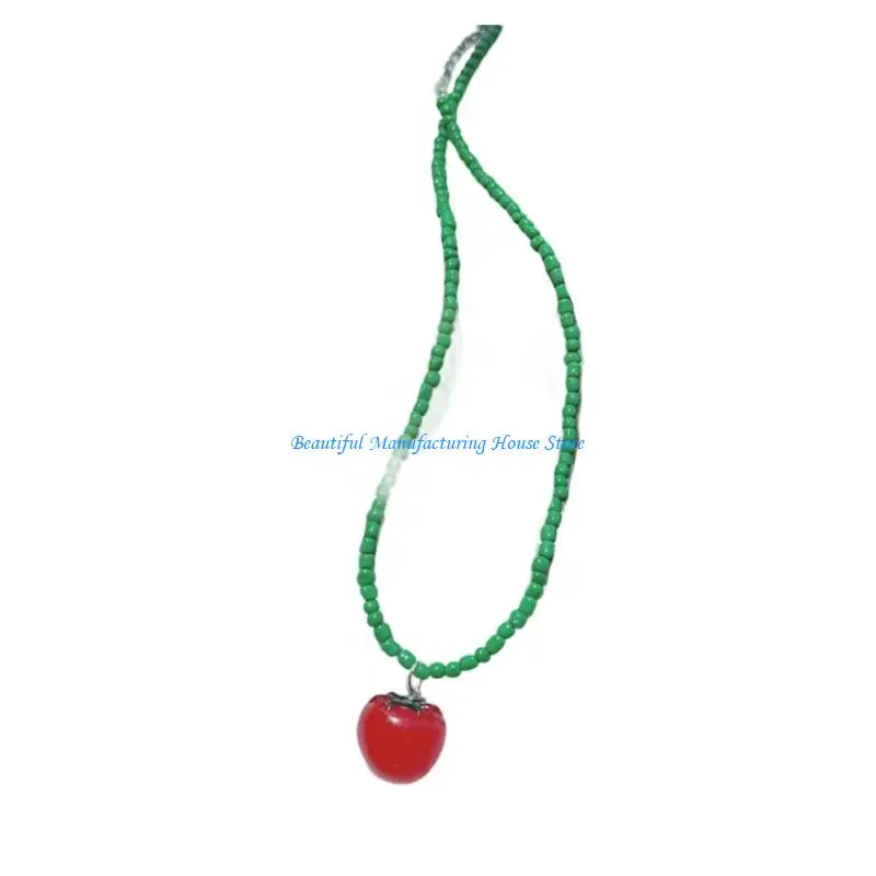 

E56A Trendy Layering Fruit Jewelry Glass Bead Necklace Lightweight Girls Gift Present