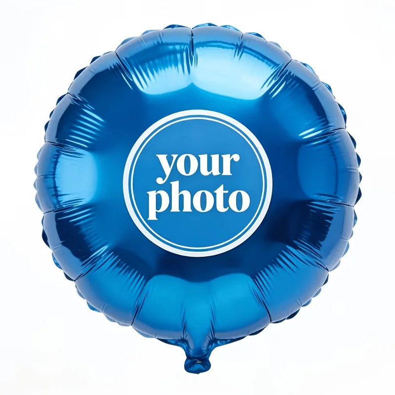 Personalized Foil Balloon with Custom Photo Logo Text Round Self Adhesive Sticker for Birthday Christmas Halloween Party Decor