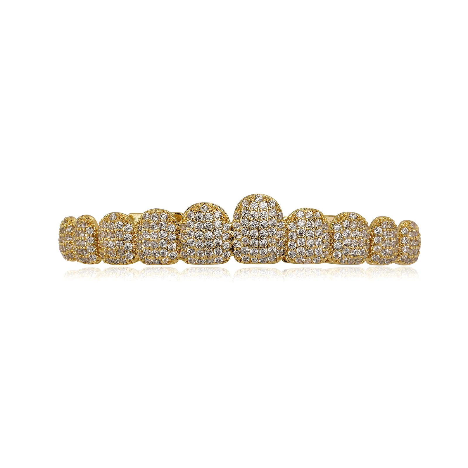 TOPGRILLZ Iced Out 10 Top & 10 Bottom 5A CZ Steine Zähne Grillz Punk Rapper 14K vergoldete Zirkon Zahnkappen für Mundschmuck