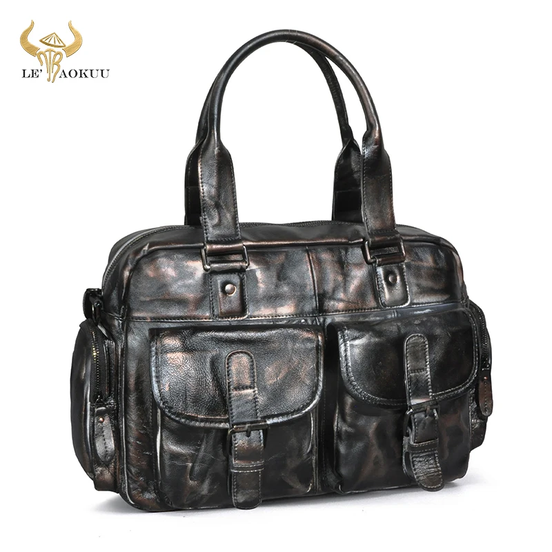 

Soft Cattle Leather Coffee Retro Business Briefcase Messenger Bag Male Design Travel Laptop Document Case Tote Portfolio Bag 061