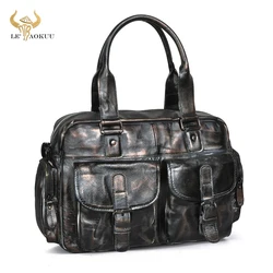Maletín de negocios Retro para hombre, bolsa de mensajero de cuero de ganado suave, diseño de viaje, portátil, maletín para documentos, bolso de mano 061