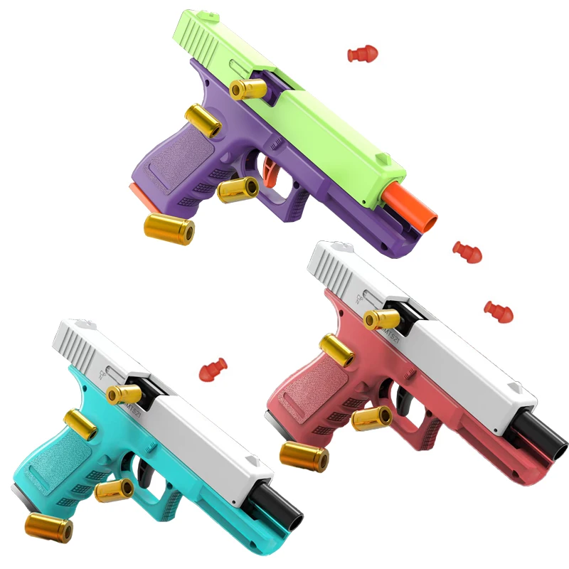 Pistola de juguete de bala suave para niños, modelo de plástico, carcasa de disparo continuo automático, eyección de Airsoft, pistola falsa, regalos de navidad