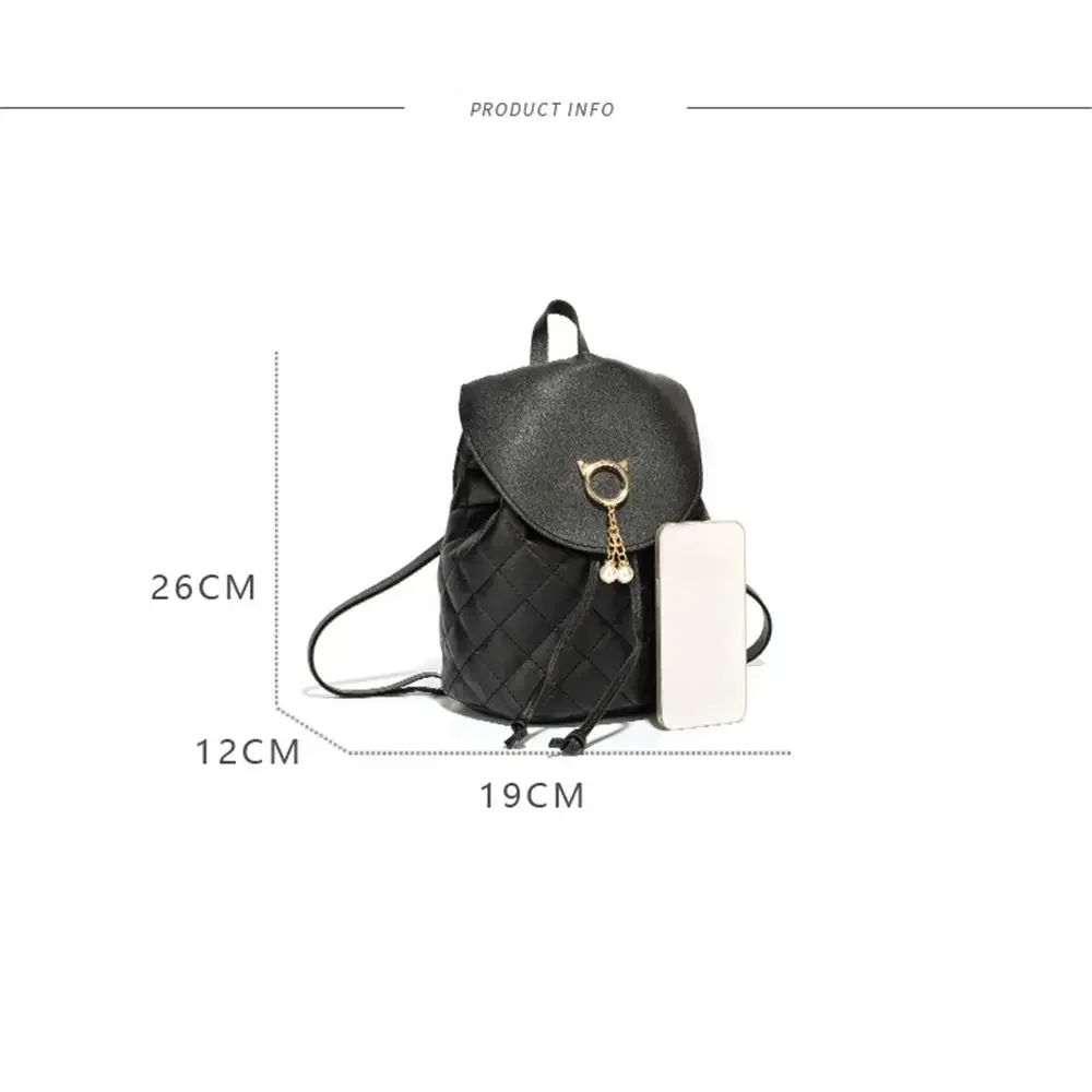 Fashion Women Mini Backpack PU Leather Cute Girls Small Drawstring Backpacks Casual Student Bookbags