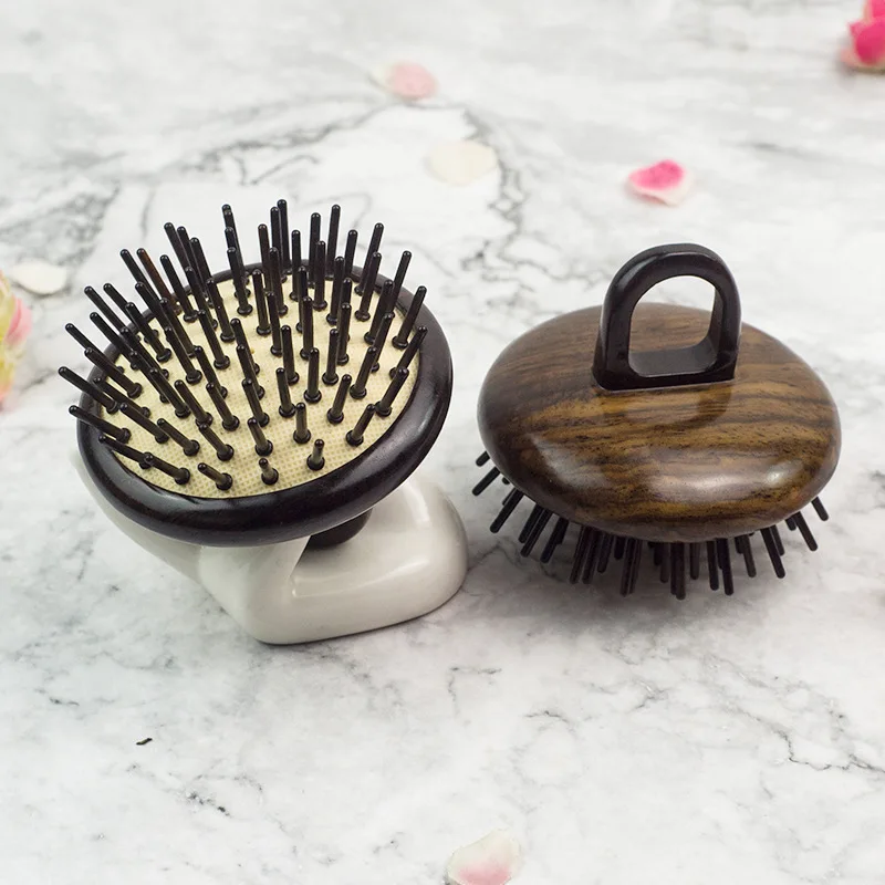 American New Product Green Sandalwood Sandalwood Ring Air Cushion Comb Cleaning Scalp Massage Comb Portable Natural Meridian Com