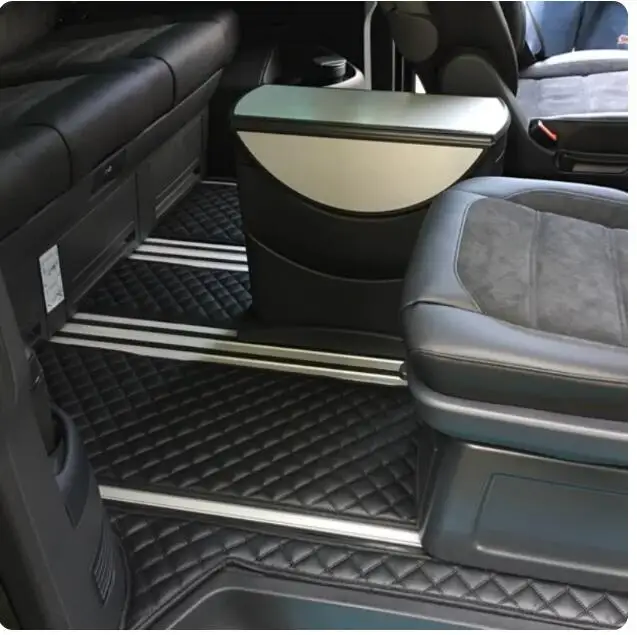 Custom Full Set Car Floor Mats + Trunk Mat for Volkswagen Multivan T6 T5 2022-2003 6 7 Seats Top Quality Rugs Waterproof Carpets