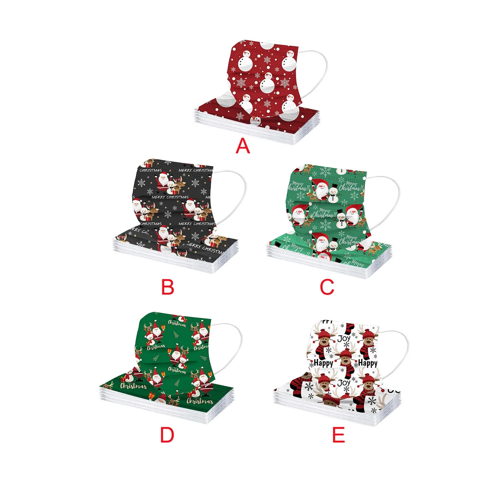 10 قطعة أقنعة عيد الميلاد للأطفال المطبوعة الكرتون عطلة حفلة المتاح عيد الميلاد المحمولة العملي قناع شعبي الاحتفال #4