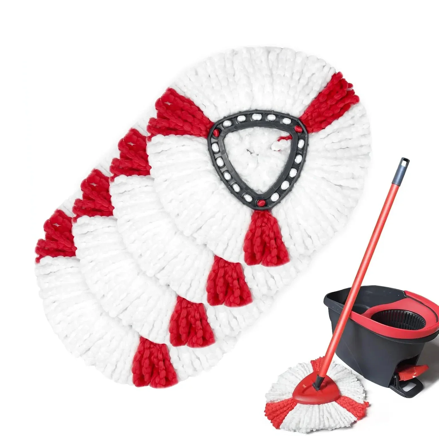 Fregona de microfibra para Vileda Turbo 2 en 1, cabezal de fregona para trapeadores giratorios Vileda Turbo fácil de escurrir 2 en 1, fregona giratoria para todo tipo de pisos