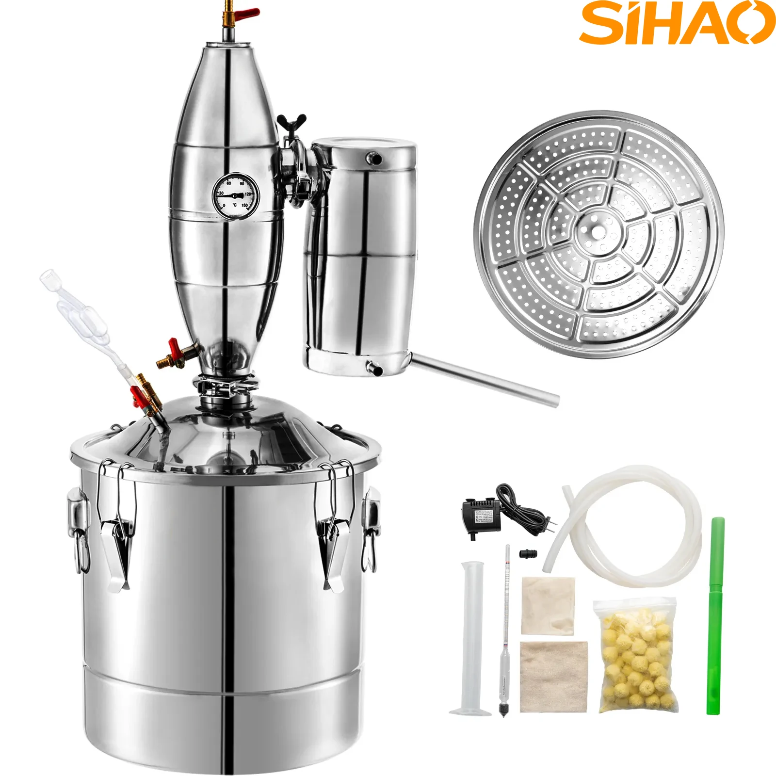 SIHAO آلة تقطير الكحول 20L 30L 50L 70L معدات تخمير البيرة لتخمير لتقوم بها بنفسك مجموعة توزيع جهاز النبيذ Moonshine